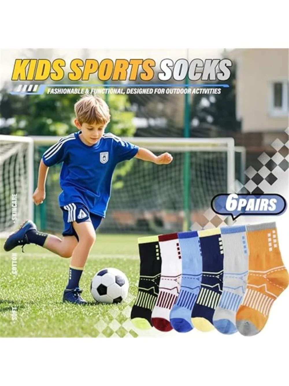 6 Pairs Kids Cotton Crew Socks Athletic Sport Socks